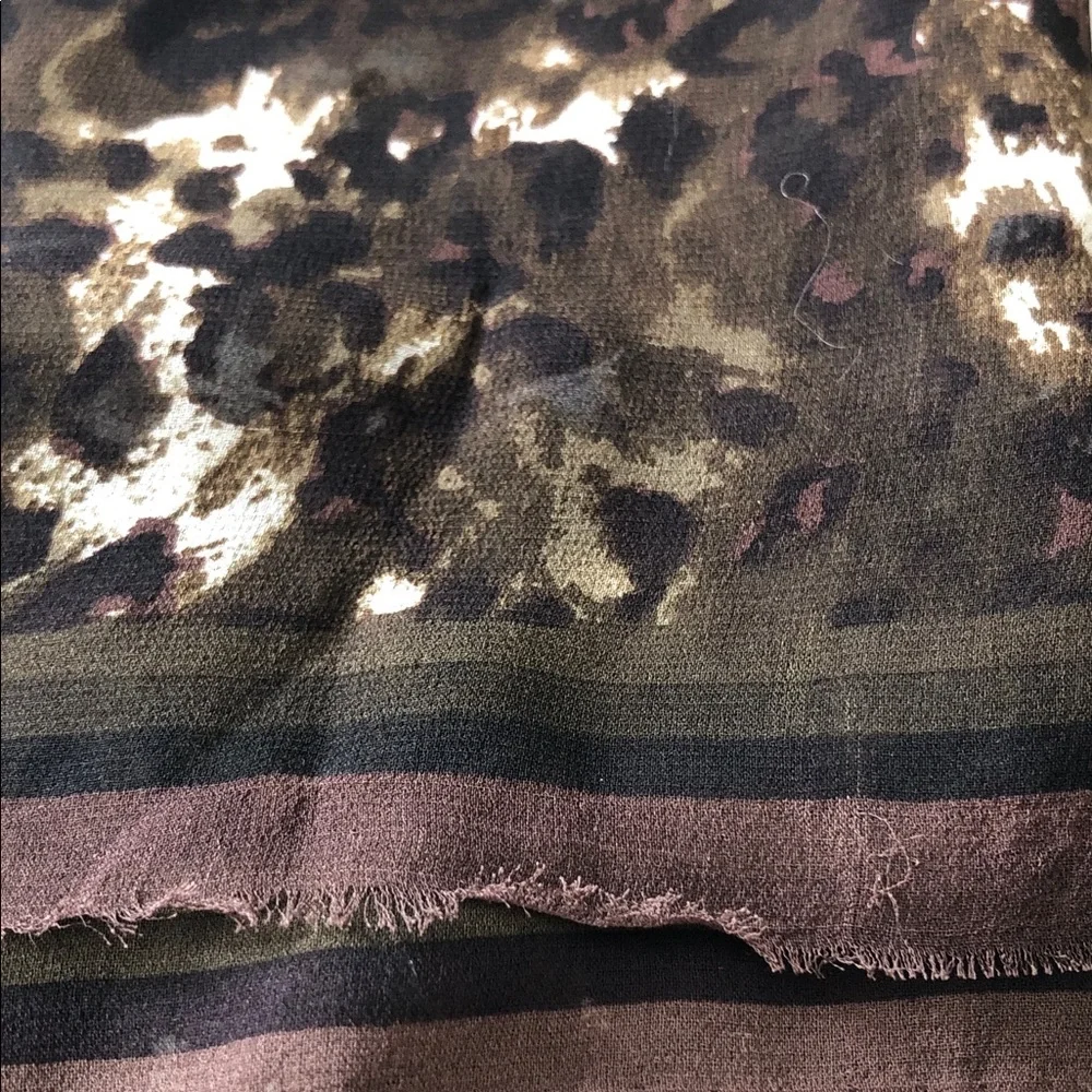 Vintage Silk Brown Animal Print Silk Scarf